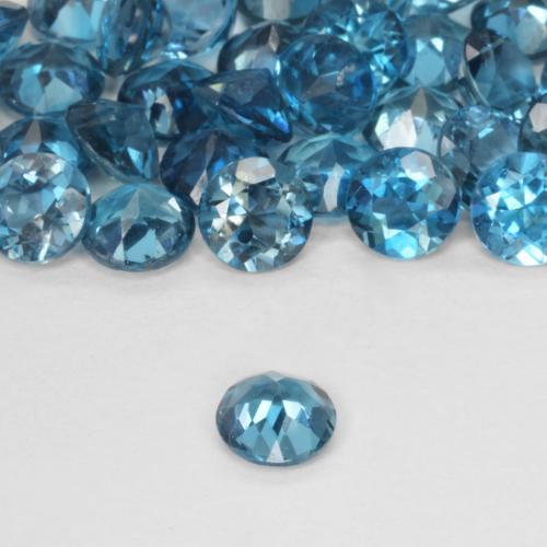 Topazio Blu London naturale da 0.53 ct, Rotondo, VVS-VS