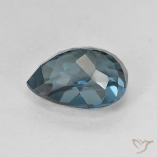 Topazio Blu London naturale da 5.89 ct, Forma a pera, VVS-VS