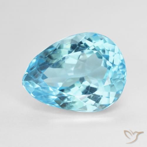 9.63ct Naturale Celeste Topazio, Forma a pera, VVS