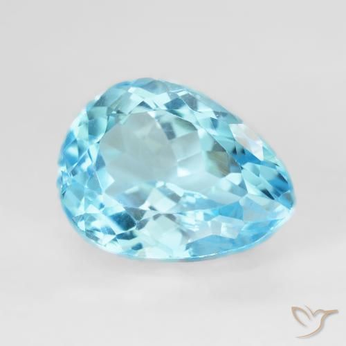 Topazio Celeste naturale da 9.63 ct, Forma a pera, VVS