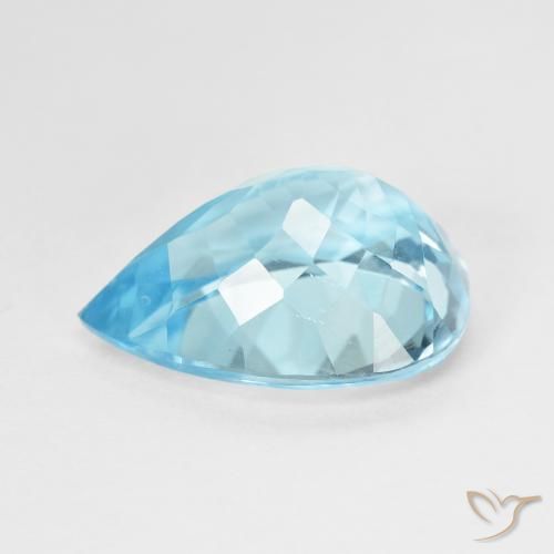 Topazio naturale blu da 9,29 ct, taglio a pera, VVS-VS