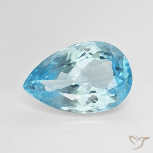 12.40ct Naturale Blu svizzero Topazio, Forma a pera, VVS-VS