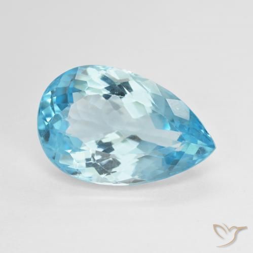 Topazio Blu svizzero naturale da 12.40 ct, Forma a pera, VVS-VS