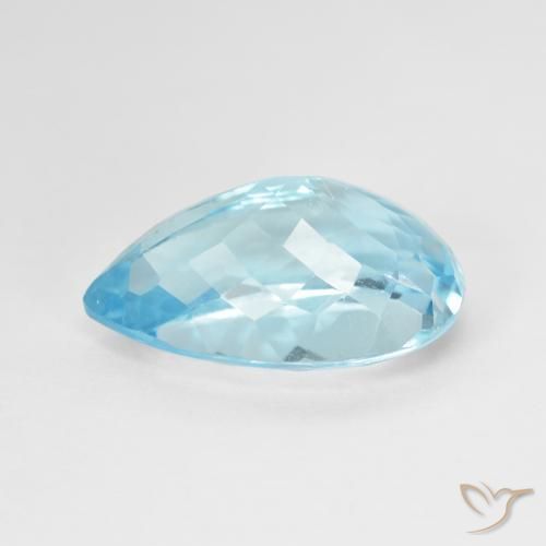 Topazio Blu svizzero naturale da 12.40 ct, Forma a pera, VVS-VS