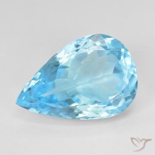 Topazio Blu svizzero naturale da 16.95 ct, Forma a pera, VVS