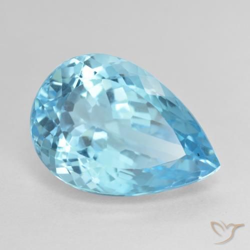 Topazio Blu svizzero naturale da 12.53 ct, Forma a pera, VVS