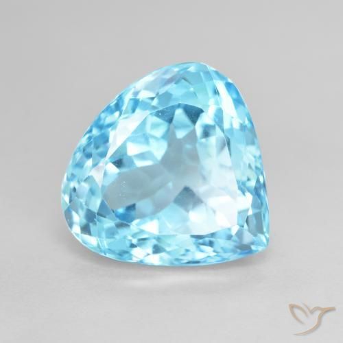 12.90ct Naturale Blu svizzero Topazio, Forma a pera, VS