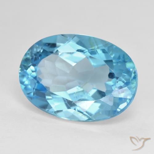 Topazio Blu svizzero naturale da 16.90 ct, Ovale, VVS-VS