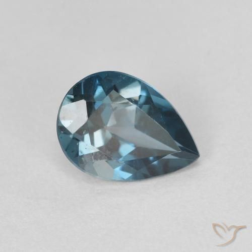 Topazio Blu London naturale da 0.80 ct, Forma a pera, VVS-VS