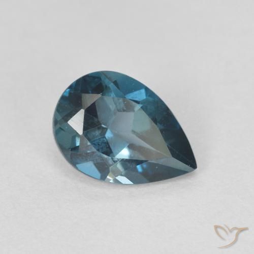 Topazio Blu London naturale da 0.80 ct, Forma a pera, VVS-VS