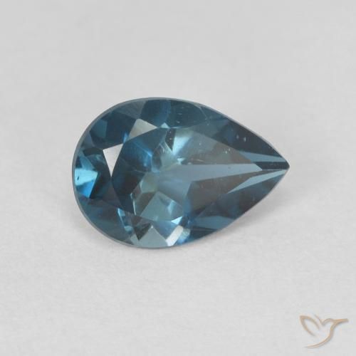 Topazio Blu London naturale da 0.78 ct, Forma a pera, VVS-VS