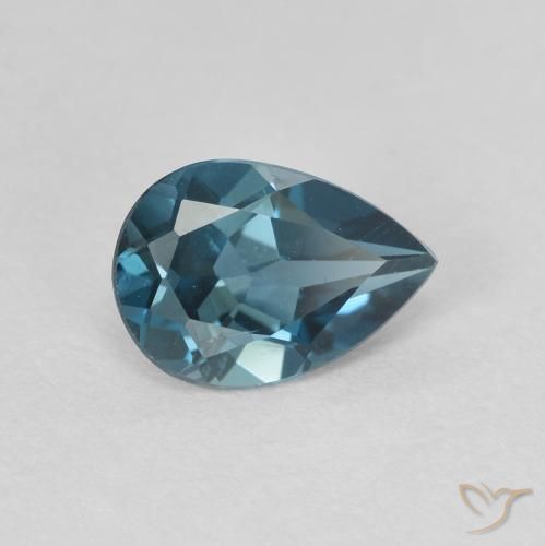 Topazio Blu London naturale da 0.76 ct, Forma a pera, VVS-VS