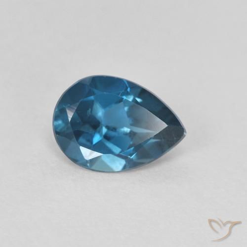 Topazio Blu London naturale da 0.80 ct, Forma a pera, VVS-VS