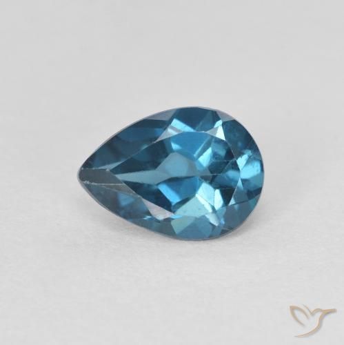 Topazio Blu London naturale da 0.92 ct, Forma a pera, VS
