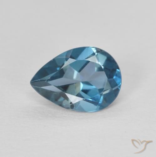 0.80ct Naturale Blu London Topazio, Forma a pera, VVS