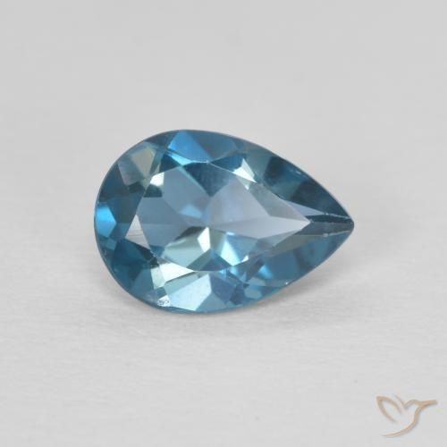 Topazio Blu London naturale da 0.80 ct, Forma a pera, VVS