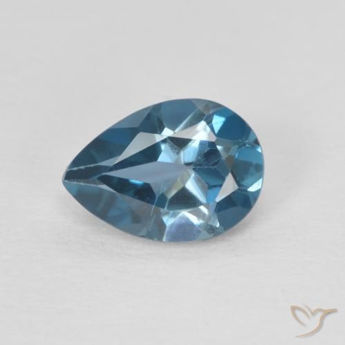 0.82ct Naturale Blu London Topazio, Forma a pera, VVS