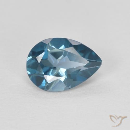 Topazio Blu London naturale da 0.82 ct, Forma a pera, VVS