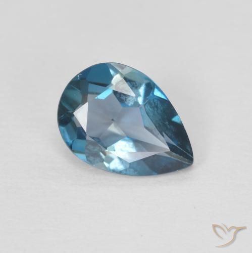 Topazio Blu London naturale da 0.74 ct, Forma a pera, VVS