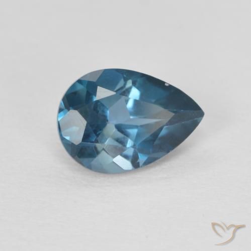 Topazio Blu London naturale da 0.85 ct, Forma a pera, VVS