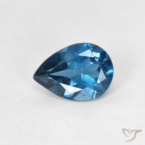 Topazio Blu London naturale da 0.77 ct, Forma a pera, VS