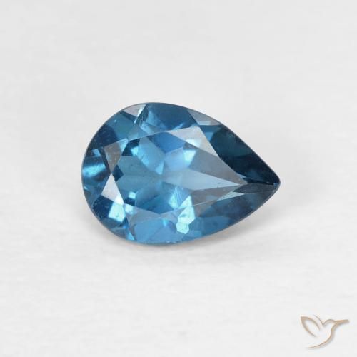 Topazio Blu London naturale da 0.77 ct, Forma a pera, VS