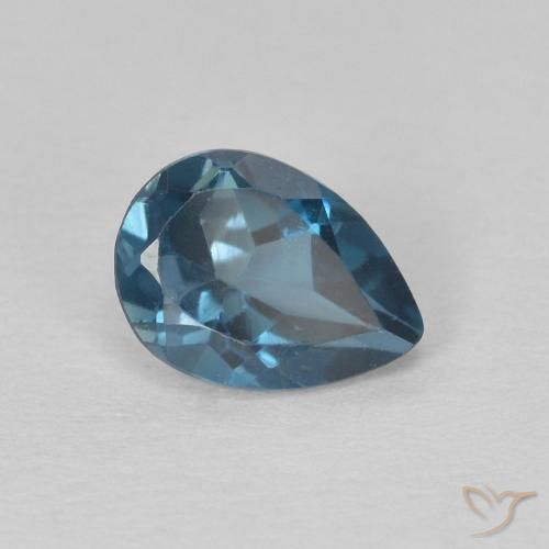 Topazio Blu London naturale da 0.81 ct, Forma a pera, VS