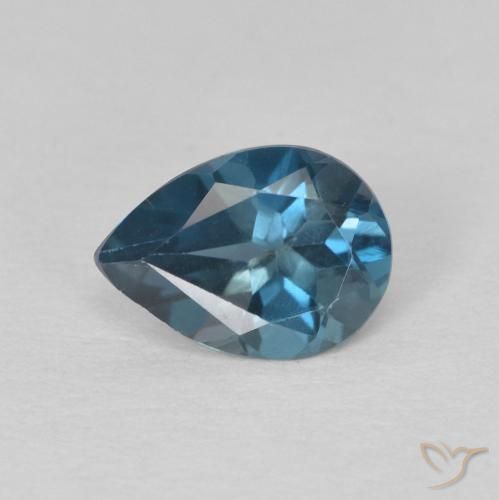Topazio Blu London naturale da 0.79 ct, Forma a pera, VS