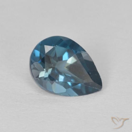 Topazio Blu London naturale da 0.79 ct, Forma a pera, VS