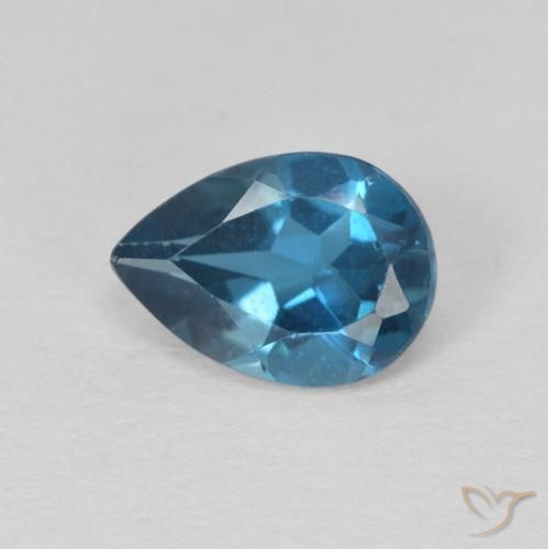 0.81ct Naturale Blu London Topazio, Forma a pera, VS