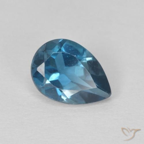 Topazio Blu London naturale da 0.81 ct, Forma a pera, VS