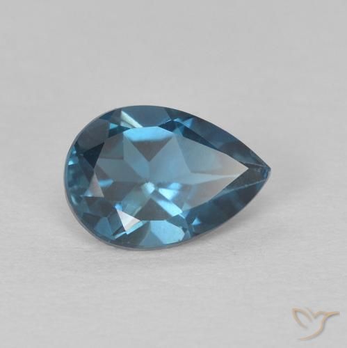 Topazio Blu London naturale da 0.87 ct, Forma a pera, VS