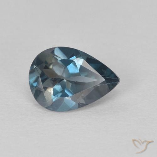 Topazio Blu London naturale da 0.74 ct, Forma a pera, VS