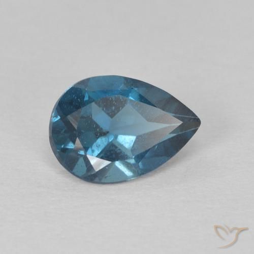Topazio Blu London naturale da 0.84 ct, Forma a pera, VS