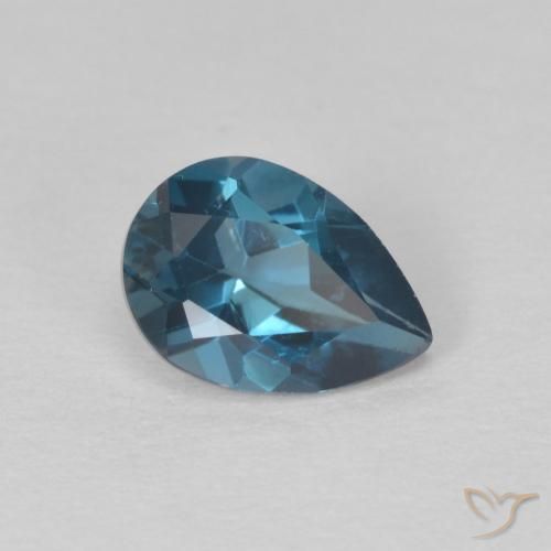 Topazio Blu London naturale da 0.85 ct, Forma a pera, VS