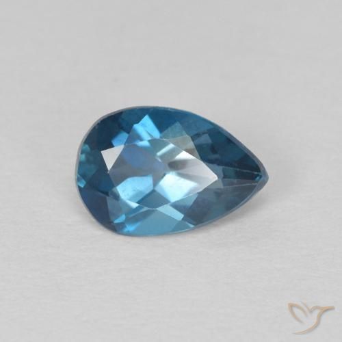 Topazio Blu London naturale da 0.65 ct, Forma a pera, VS