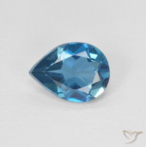 0.80ct Naturale Blu London Topazio, Forma a pera, VVS