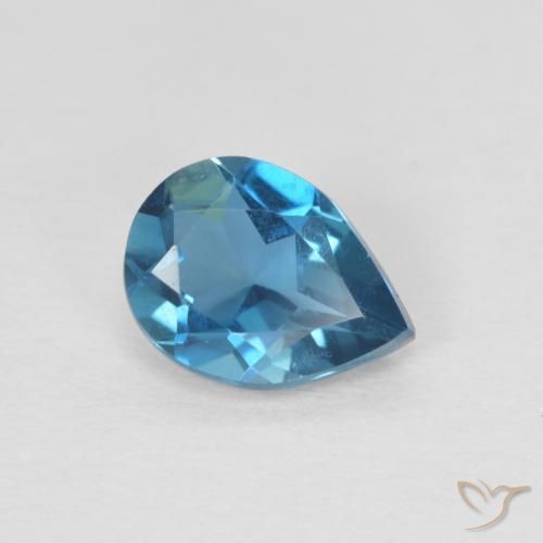Topazio Blu London naturale da 0.80 ct, Forma a pera, VVS