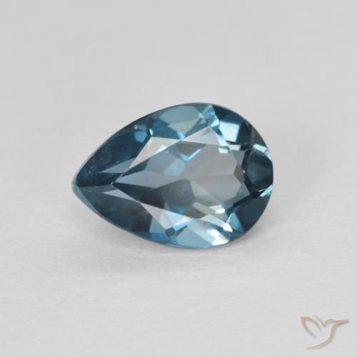 Topazio Blu London naturale da 0.88 ct, Forma a pera, VVS