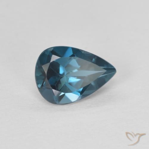Topazio Blu London naturale da 0.75 ct, Forma a pera, VVS
