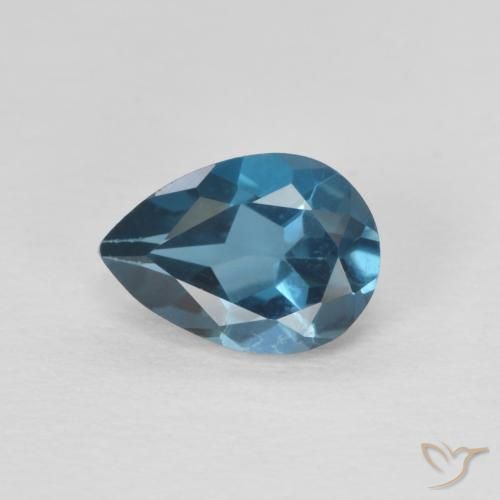 Topazio Blu London naturale da 0.88 ct, Forma a pera, VVS