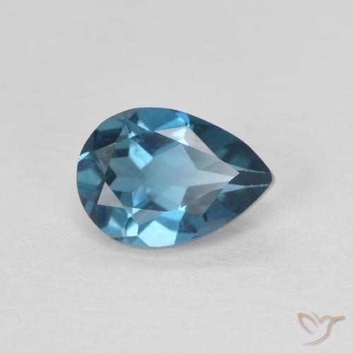 Topazio Blu London naturale da 0.88 ct, Forma a pera, VVS