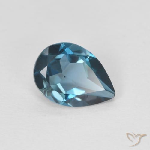 Topazio Blu London naturale da 0.85 ct, Forma a pera, VVS