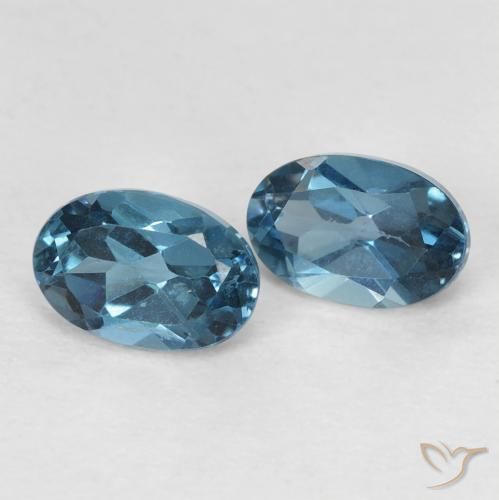 Gemme di Topazio Blu London naturale da 1.38 ct, Ovale, VVS