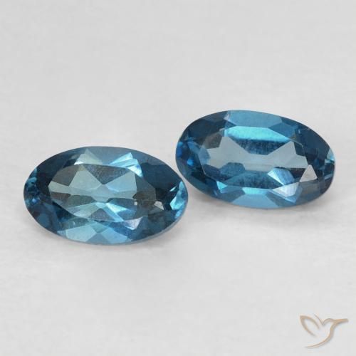 Gemme di Topazio Blu London naturale da 0.64 ct, Ovale, VVS
