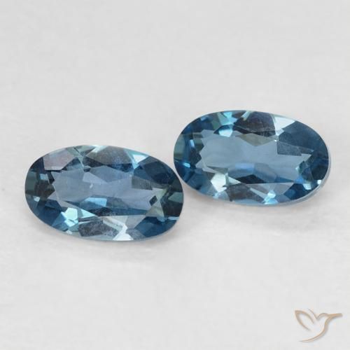 Gemme di Topazio Blu London naturale da 0.59 ct, Ovale, VVS