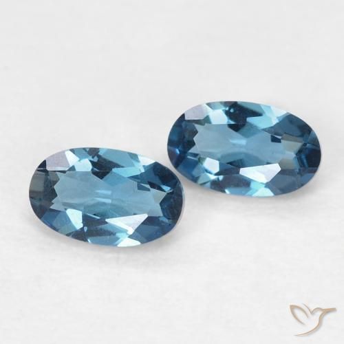 Gemme di Topazio Blu London naturale da 0.61 ct, Ovale, VVS