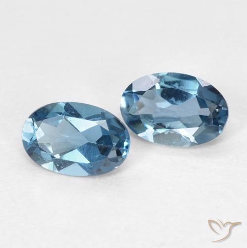Gemme di Topazio Blu London naturale da 0.99 ct, Ovale, VVS