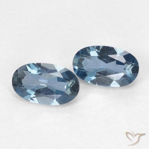 Gemme di Topazio Blu London naturale da 0.58 ct, Ovale, VVS
