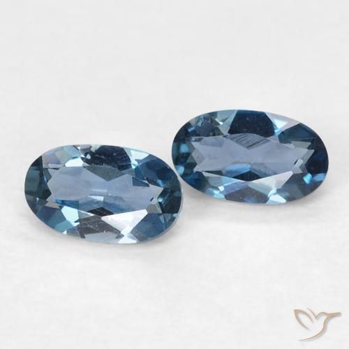 Gemme di Topazio Blu London naturale da 0.59 ct, Ovale, VVS